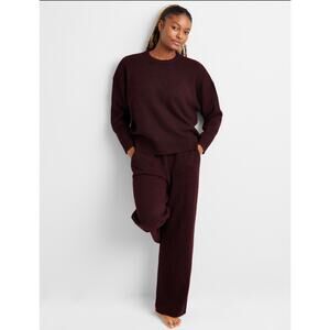 Women's Cozy Knit Lounge‎ Set burgundy/black L
